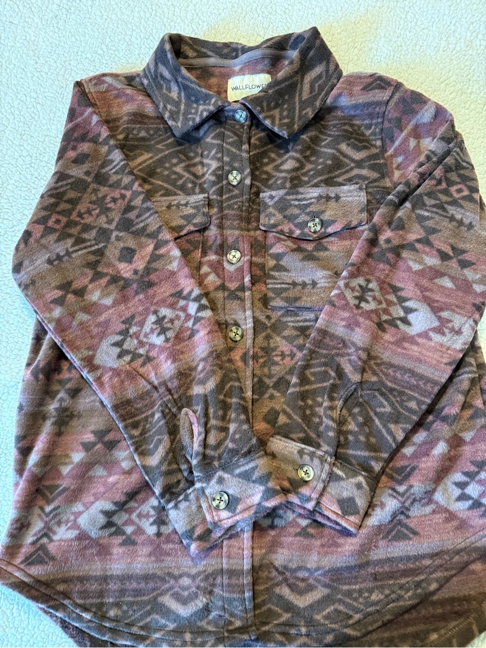 Wallflower Girls' Mauve & Brown Aztec Button-Down Shirt
